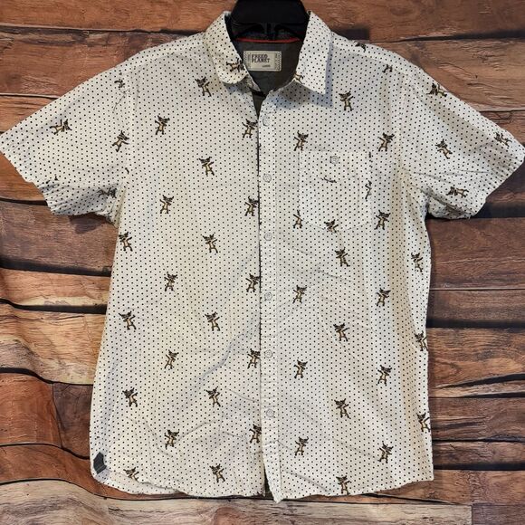Dabbing Reindeer Shirt Large White AOP Short Sleeve Button Up Christmas Dancing - Picture 1 of 6